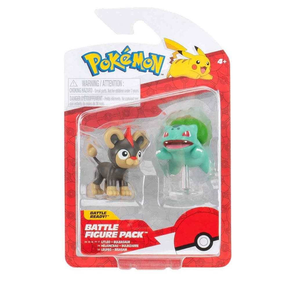 2 Bonecos De Batalha Litleo E Bulbassauro - Pokémon