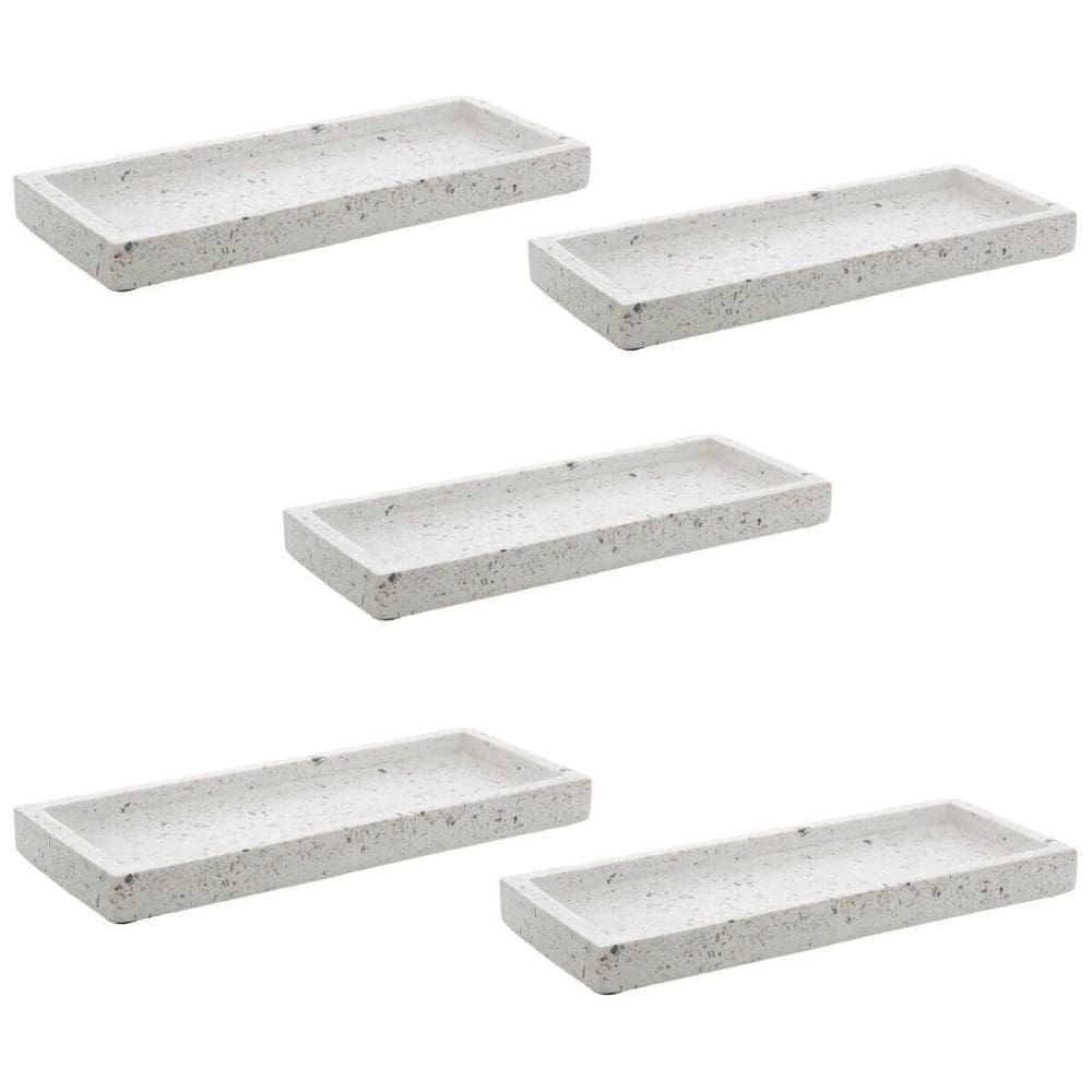Conjunto 5 Bandejas de Mármore Terrazzo Lyor Retangular 25x10x2cm Aparador Banheiro