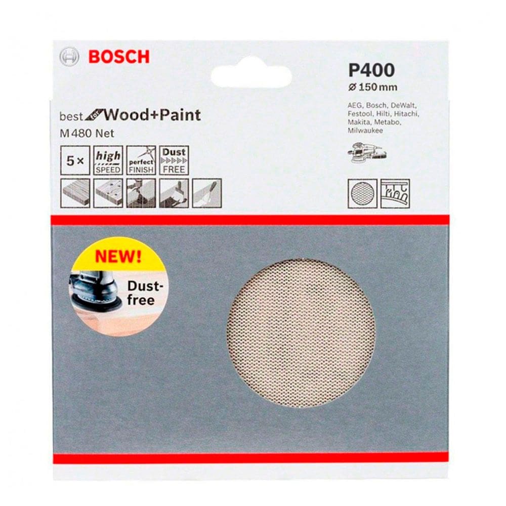 Disco de Lixa com fecho aderente 150mm 5un Bosch