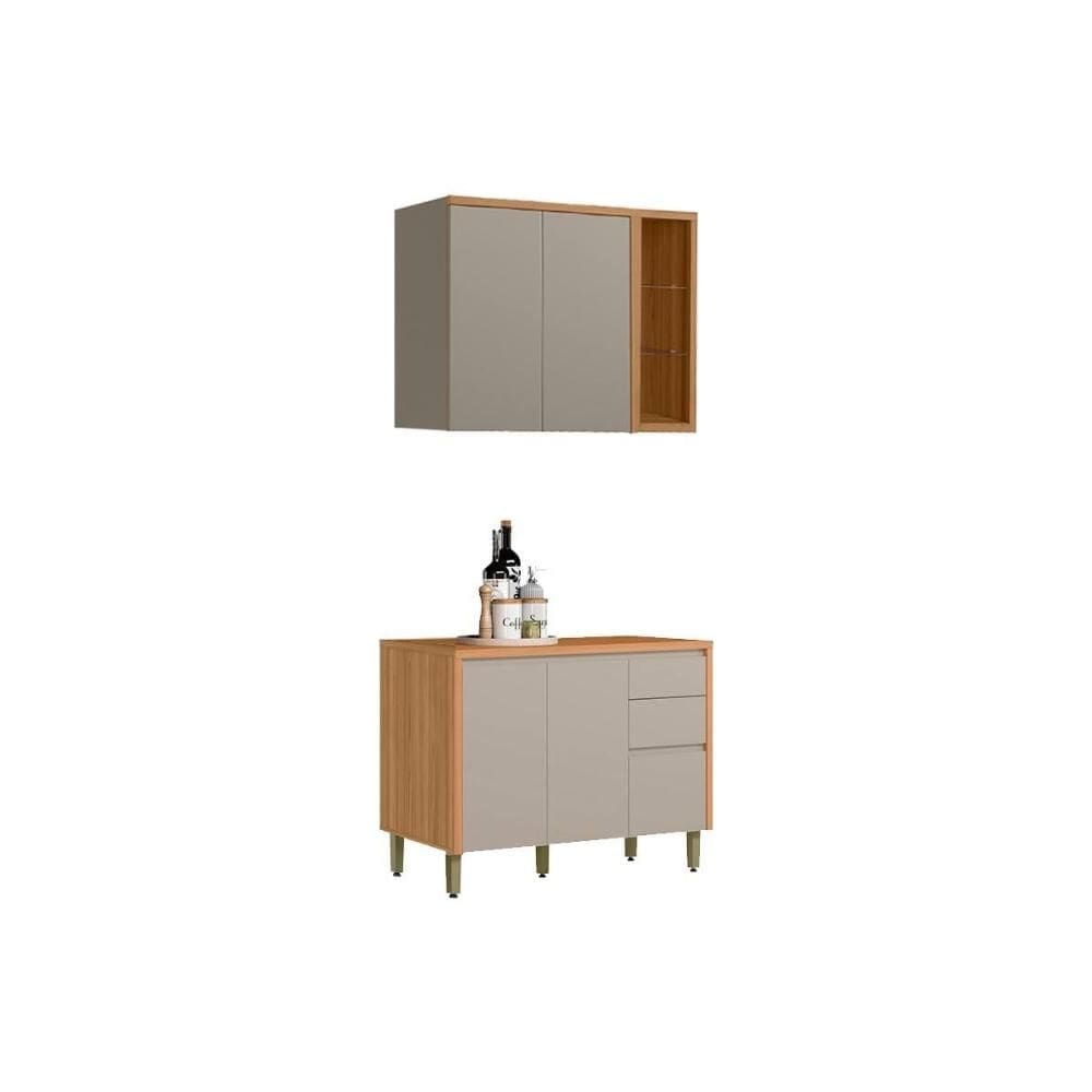 Cozinha Completa Allure 2 Peças (1Aéreo+1Balcão) CP24 Jequitiba/Gris Fosco - Linea Brasil