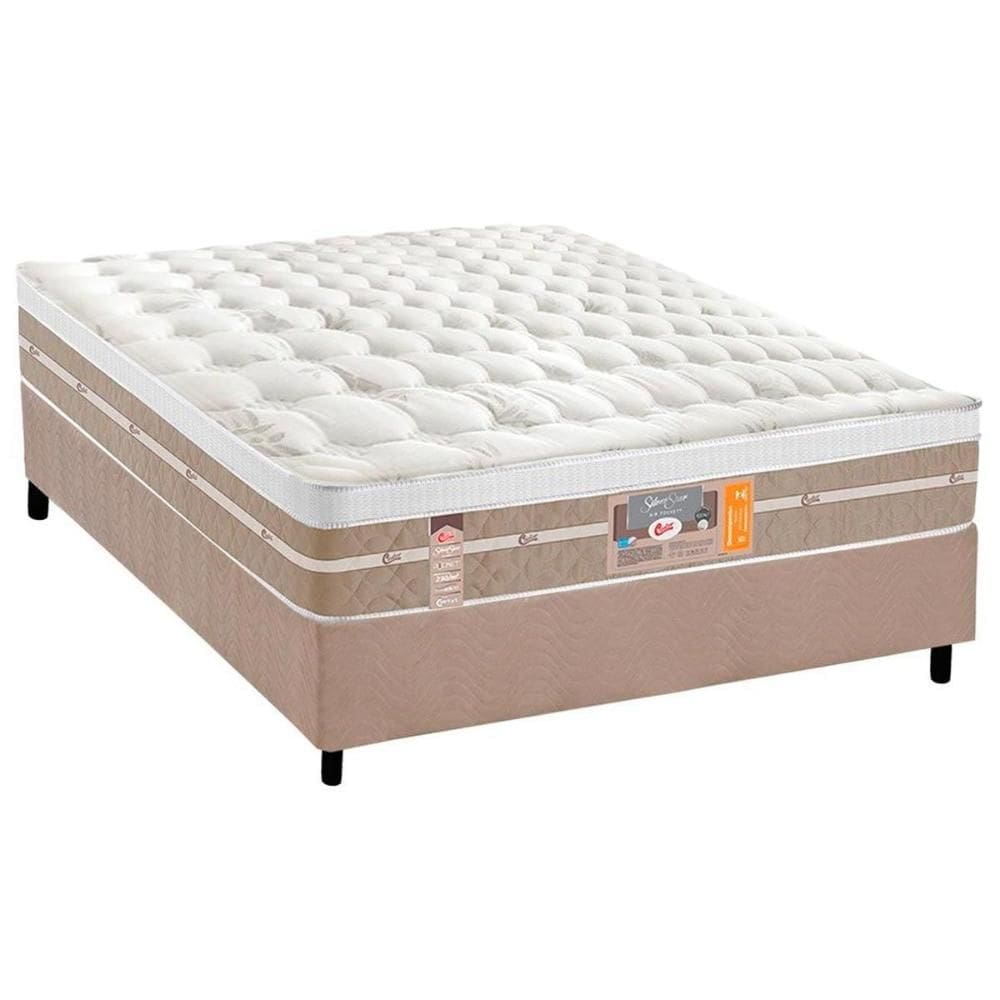 Cama Box Casal: Colchão Molas Ensacadas Castor Silver Star Air + Base CRC Suede Clean (138x188)