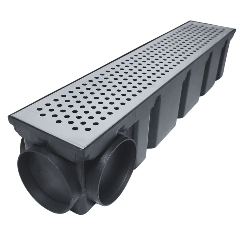 Ralo 10cm X 50cm Inox Perfurado Espelhado Coletor Modular Multi Saídas Preto