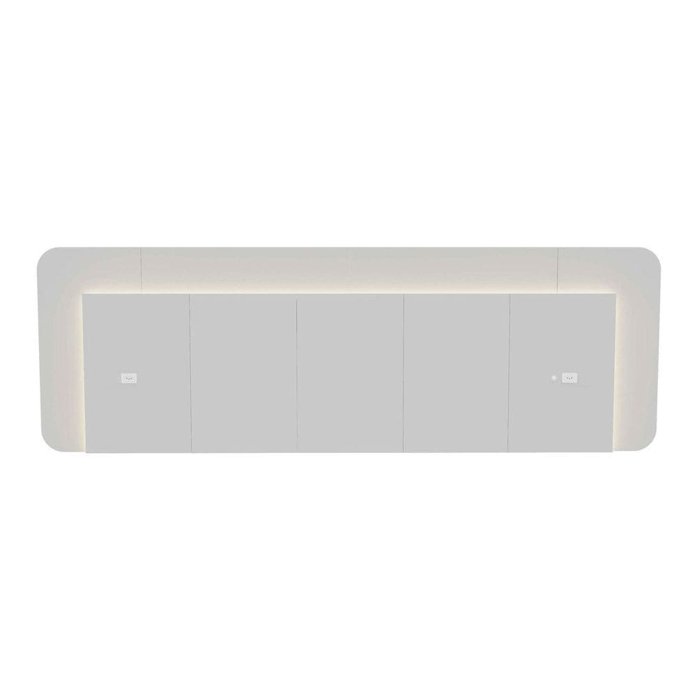 Cabeceira Casal Queen 272cm com Led 3000k e Tomadas 100% Mdf Padrão Planejados Mabel Branco