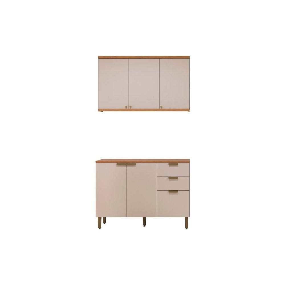 Cozinha Completa Selene 2 Peças (1Balcão+1Aéreo) CP20 Jequitiba/Off White Fosco - Linea Brasil