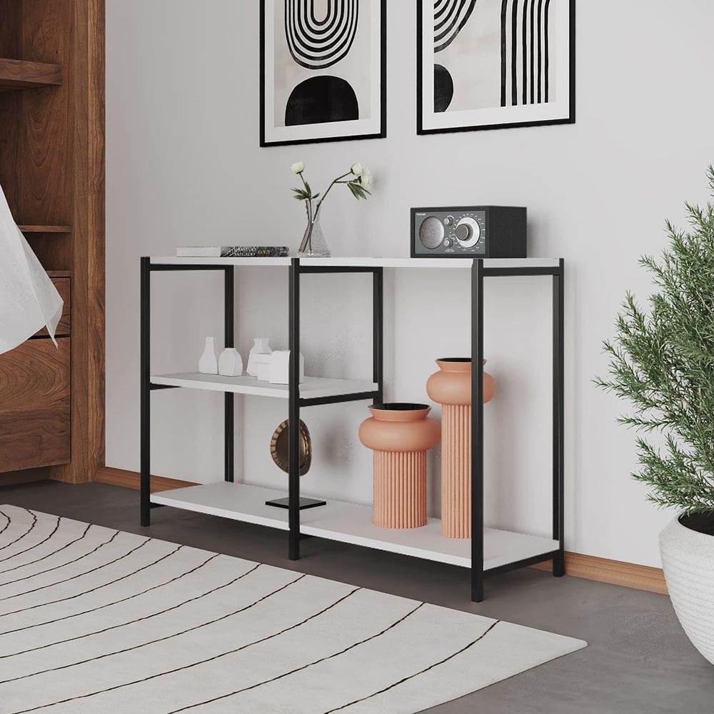 Aparador Industrial Artesania Preto e Branco 120cm