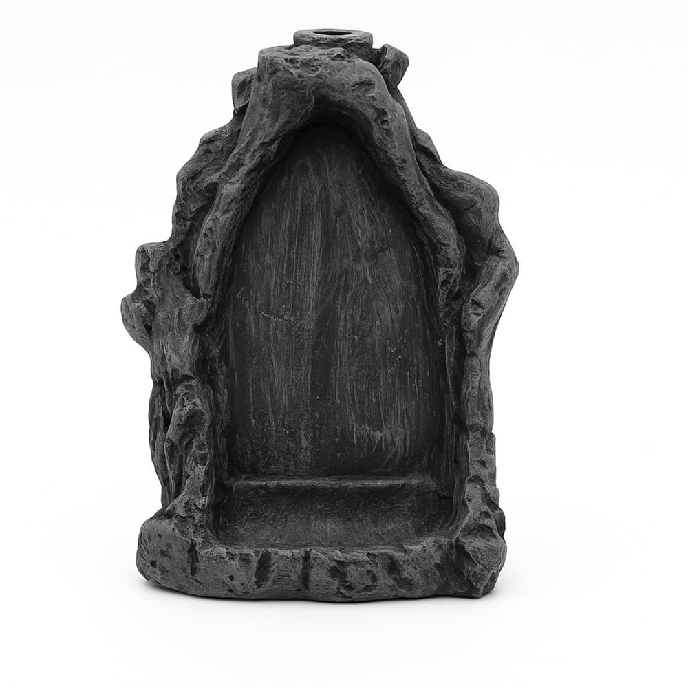 Incensário Cascata Gruta Cinza 14 cm em Resina
