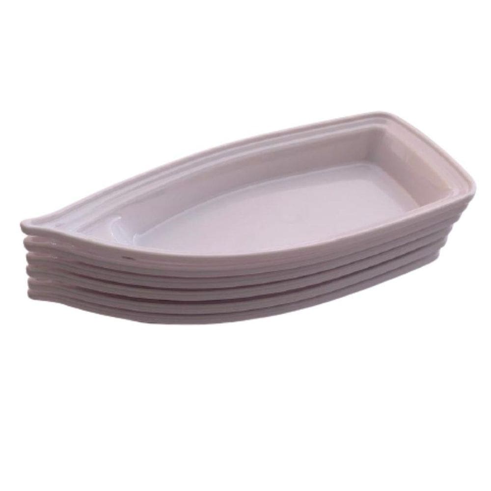 Kit 06 Barca Barco Para Açaí Sushi Sashimi Bandeja 42 Branco