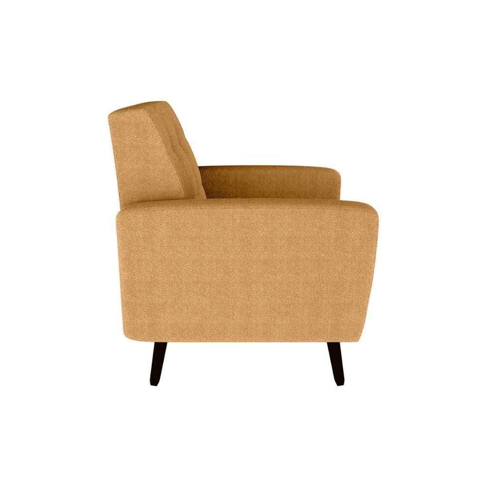 Poltrona Para Descanço Com Pés De Madeira Livia Matrix Boucle Mostarda