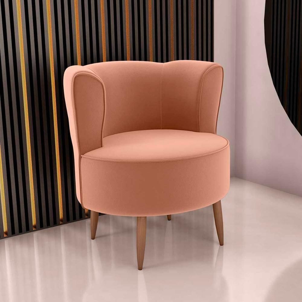 Poltrona Decorativa Premium Redonda Savana Matrix Veludo Ferrugem