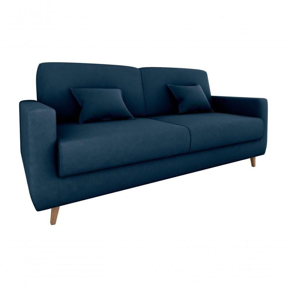 Sofá Cama Premium 3 Lugares 1,90 Larg Emilia Matrix Veludo Azul