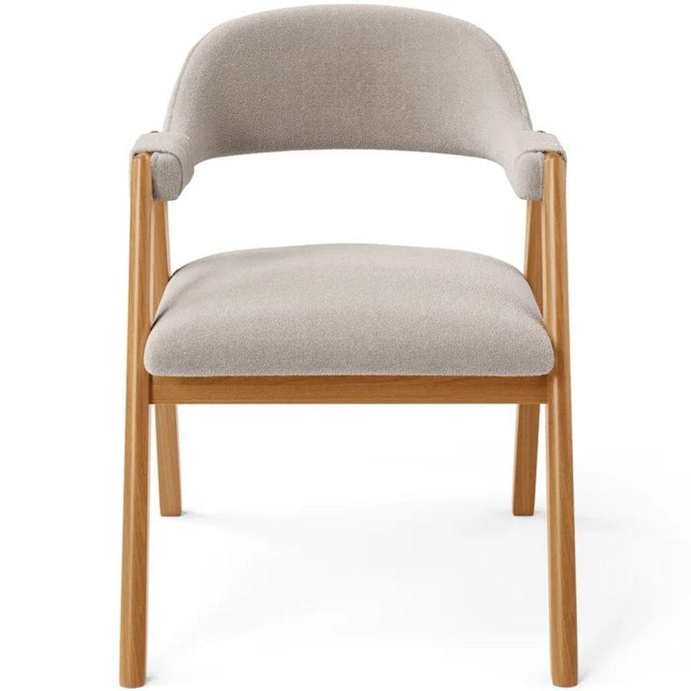 Kit 06 Cadeiras De Jantar E Estar Living Estofada Nadja L02 Bouclê Bege - Gtdnexxus