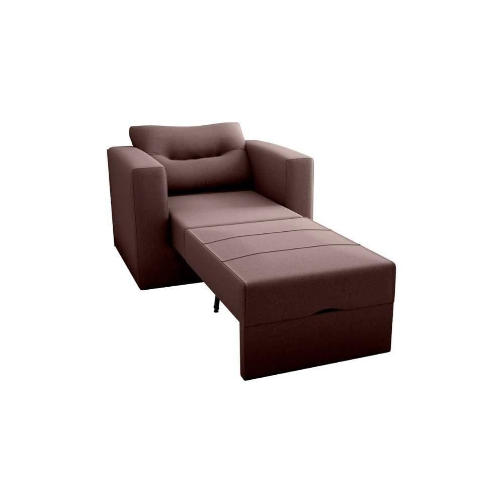 Sofa Cama Poltrona 1 Lugar Solteiro 0,90 Larg Marissol Matrix Suede Marrom