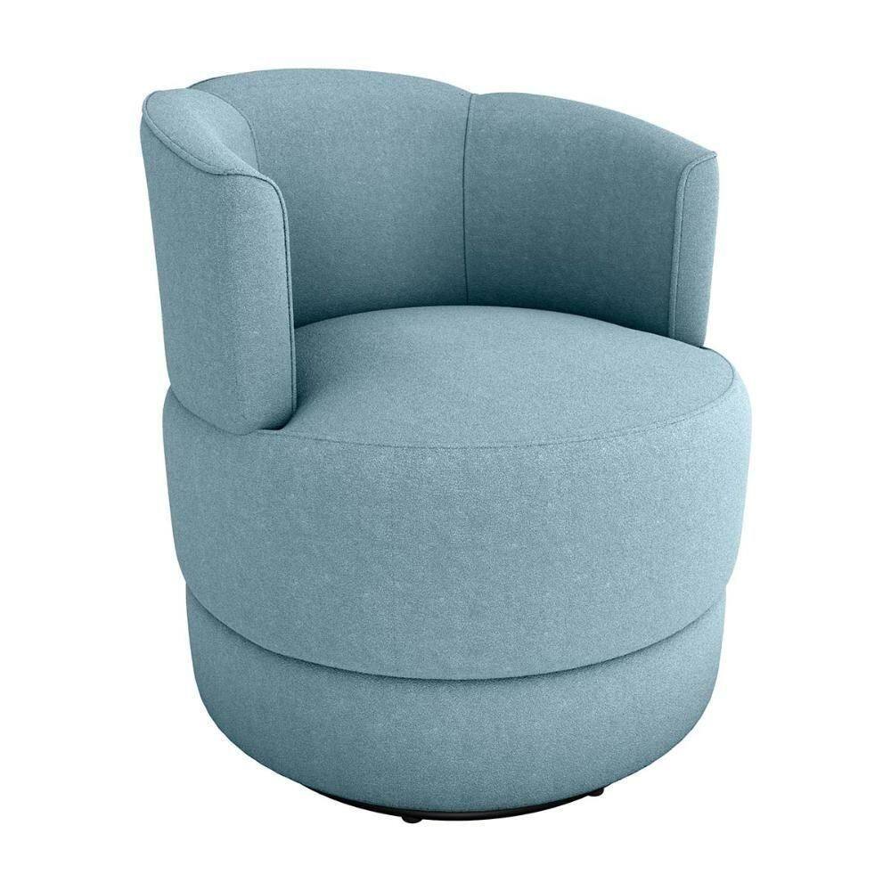 Poltrona Giratória Para Descanço Com Base De Metal Marselha Matrix Boucle Azul