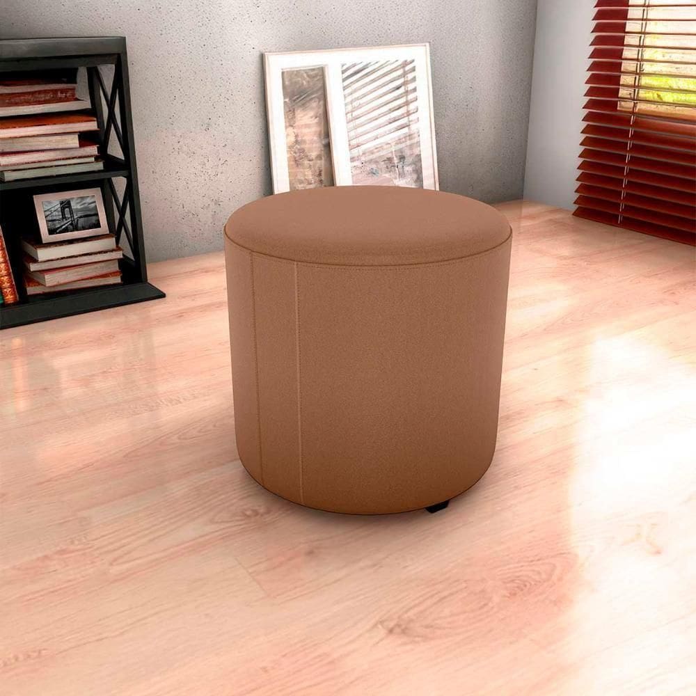 Puff Banqueta Redondo Luxo Copenhage Matrix Veludo Ferrugem