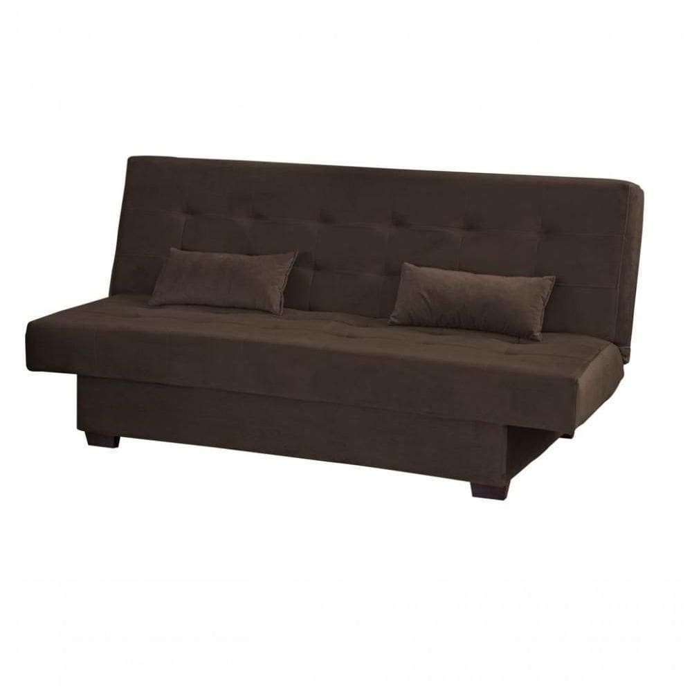 Sofá Cama 3 Lugares Casal Reclinável 190 Larg Laila Matrix Veludo Marrom