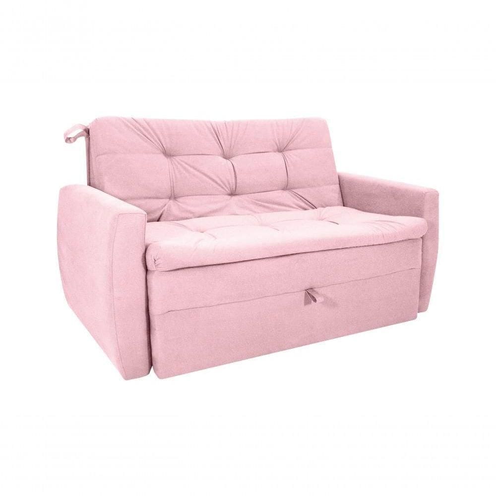 Sofá Cama2 Lugares Compacto Retratil Meg Matrix Veludo Turkey Rosa Veludo Turkey Rosa