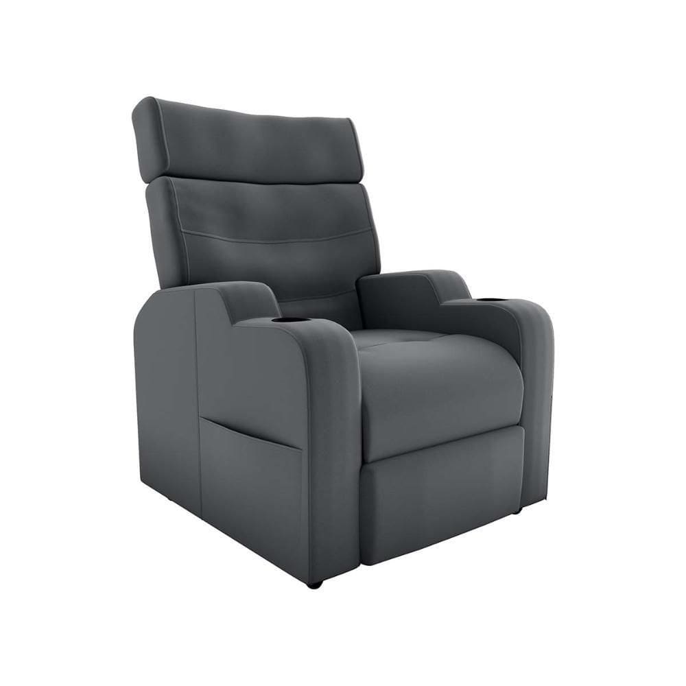 Poltrona Do Papai Reclinável Premium Com Porta Copos E Porta Controle Toro Matrix Veludo Cinza