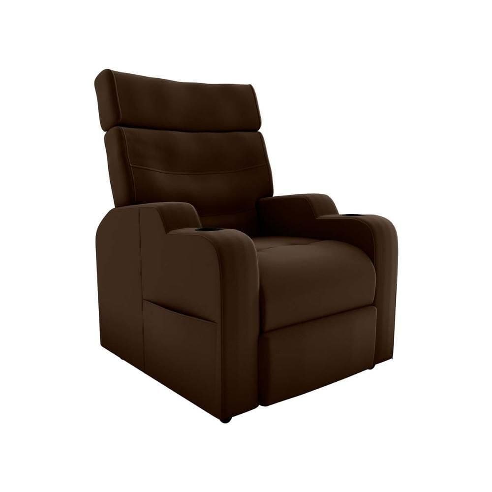Poltrona Do Papai Reclinável Premium Com Porta Copos E Porta Controle Toro Matrix Veludo Marrom