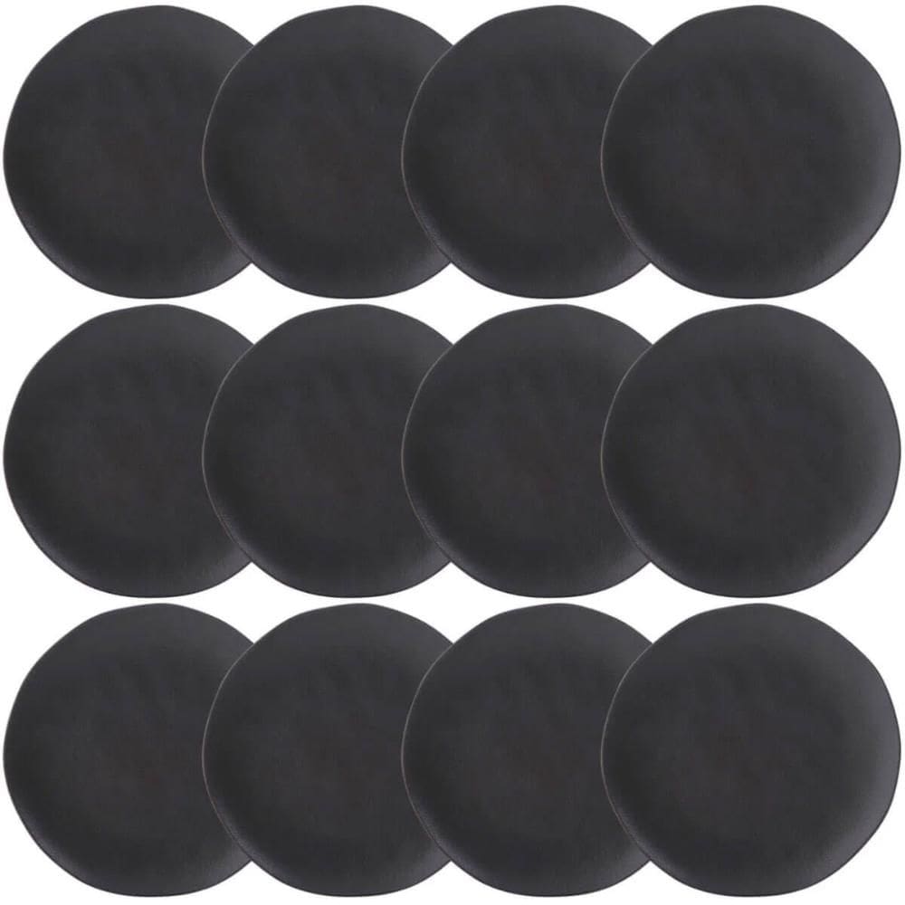 Kit 12 Pratos Rasos Orgânicos Preto 26,5cm Cerâmica Stoneware Comida Oriental Sushi Sashimi