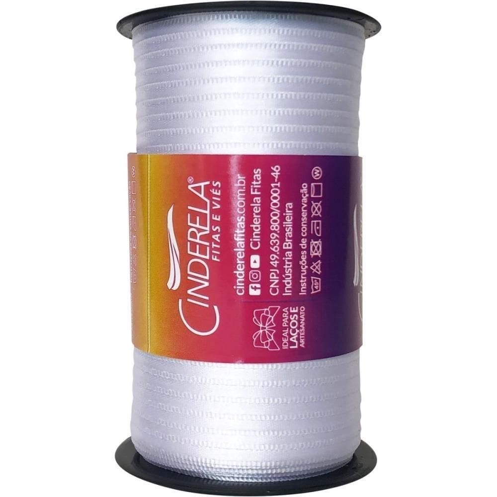 Fita De Cetim 04Mm 100M. Branco Cinderela Unidade