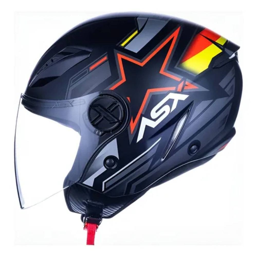 Capacete ASX City Air Pilot Alemanha Preto e Vermelho
