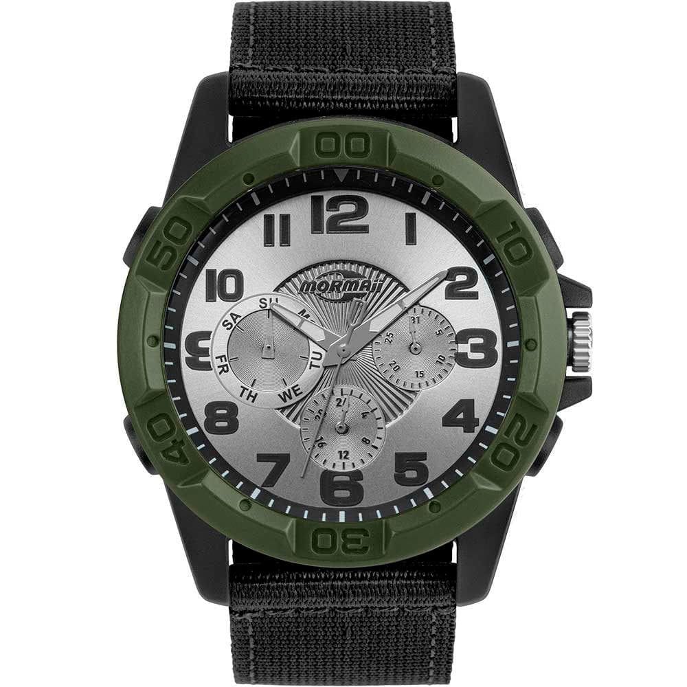 Relógio MORMAII masculino analógico verde preto MO6P29AQ/8P
