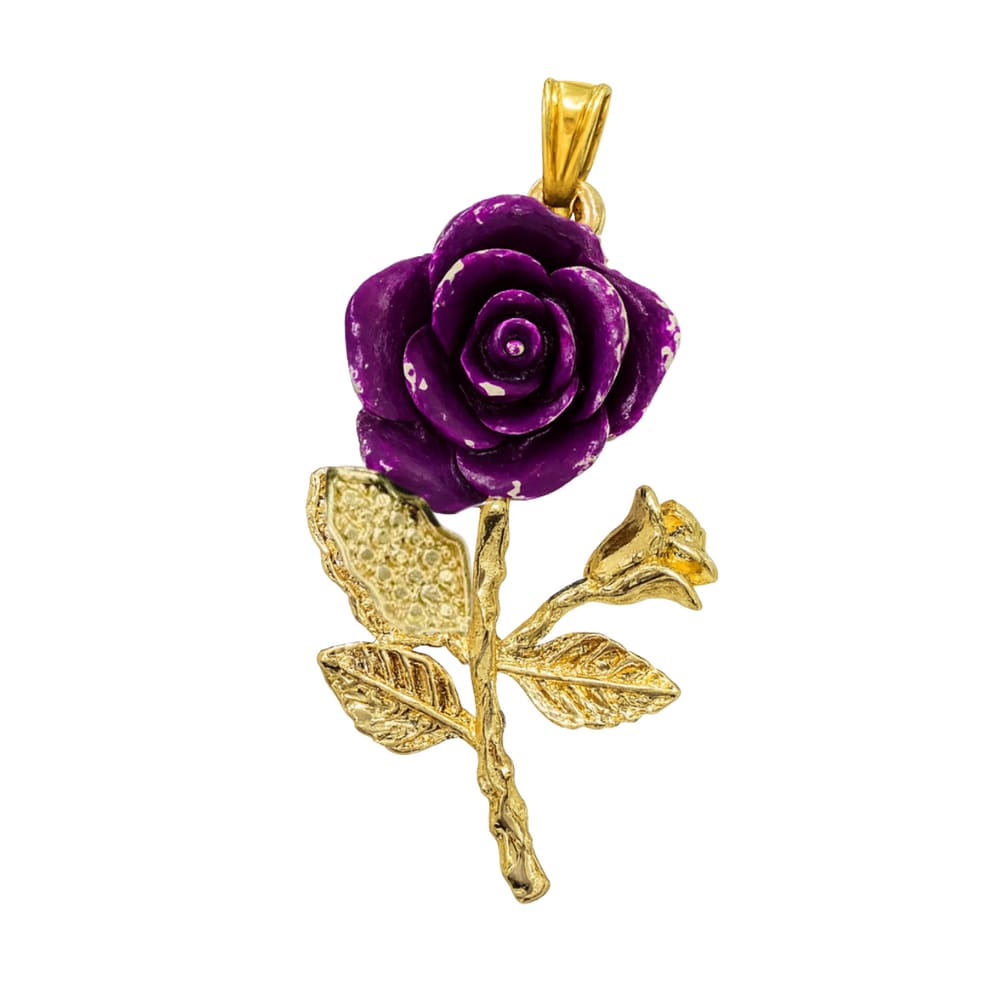 Pingente Rosa Roxa Maria Mulambo 3 cm Metal Dourado