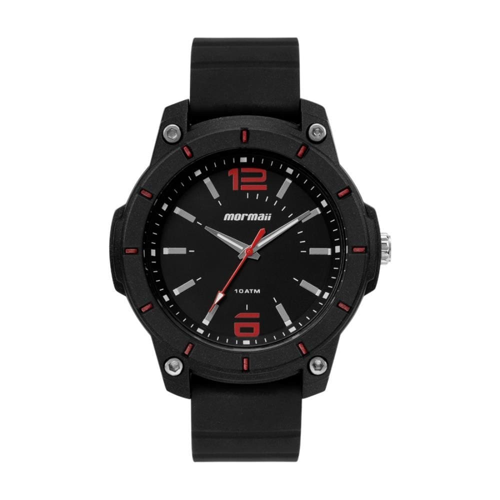 Relógio MORMAII masculino analógico preto vermelho MO2035LF/8R