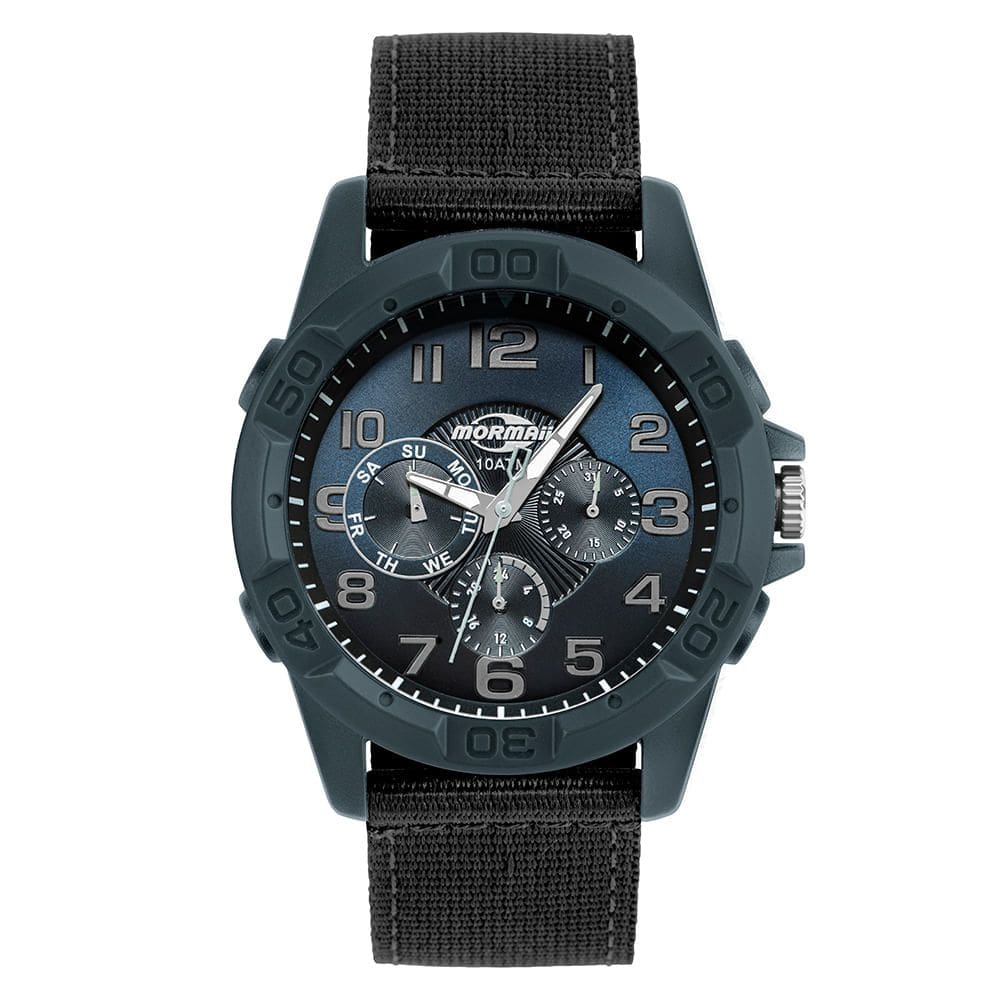Relógio MORMAII masculino analógico azul preto MO6P29AR/8P