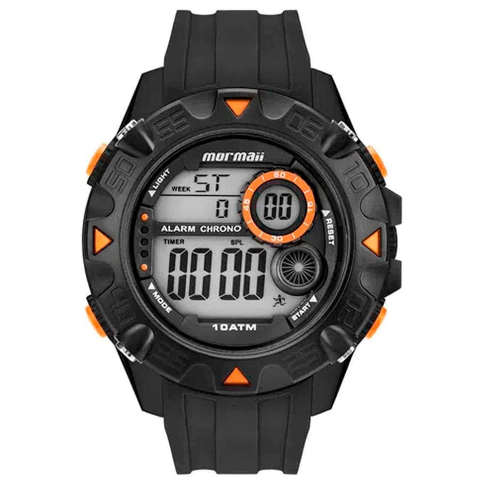 Relógio MORMAII masculino digital laranja preto MO9390/8L