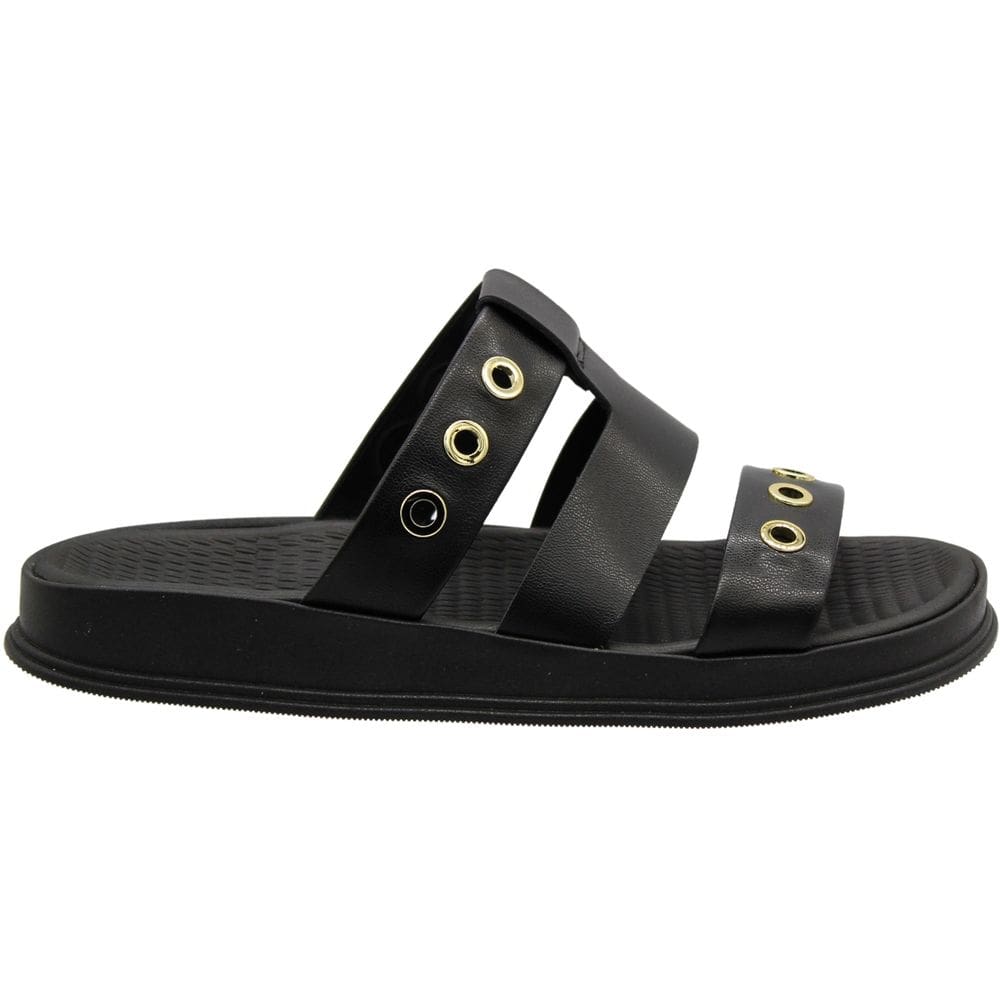 Tamanco Rasteiro Moleca Tiras Com Aplique De Ilhós Feminina