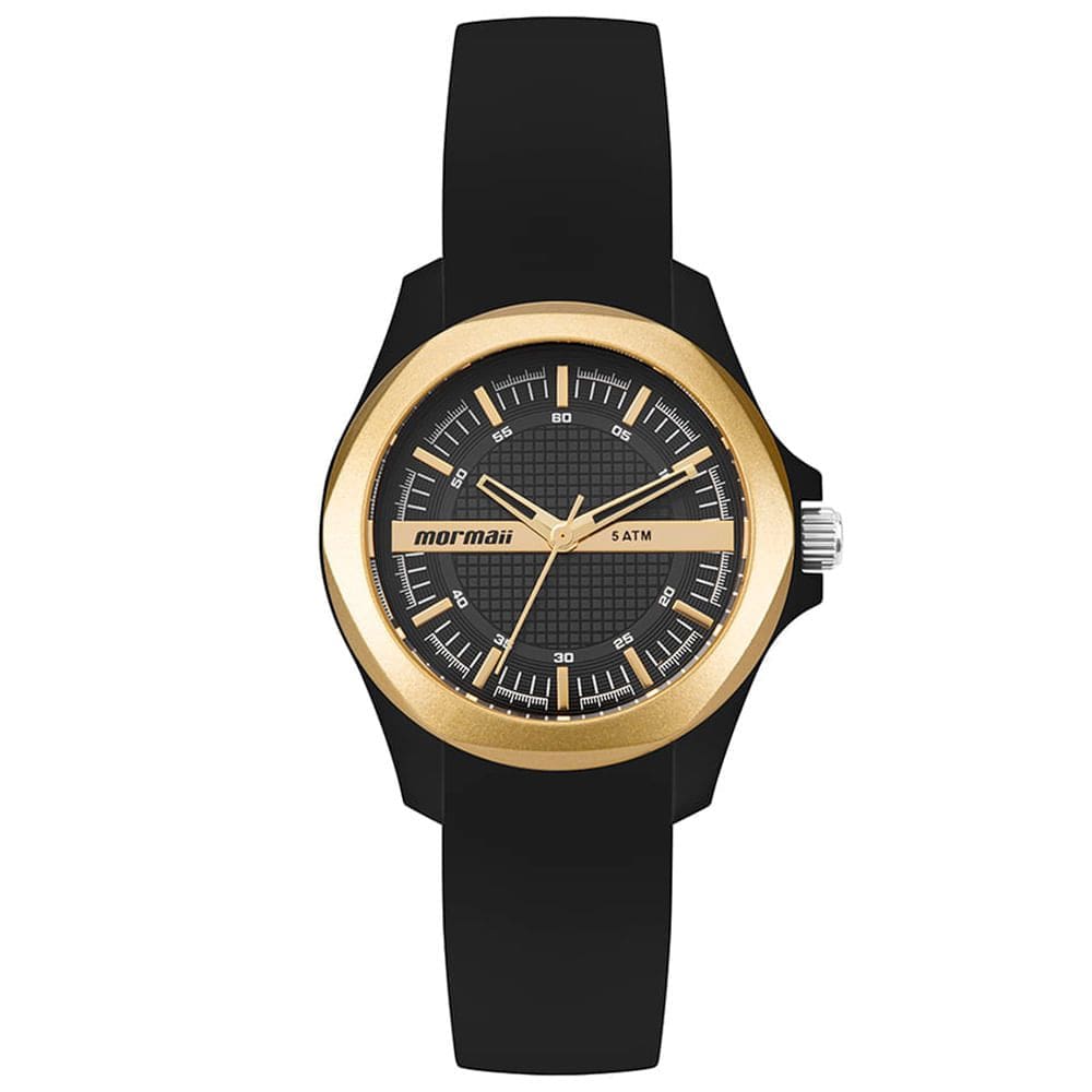 Relógio MORMAII feminino analógico dourado preto MO2036JK/8P