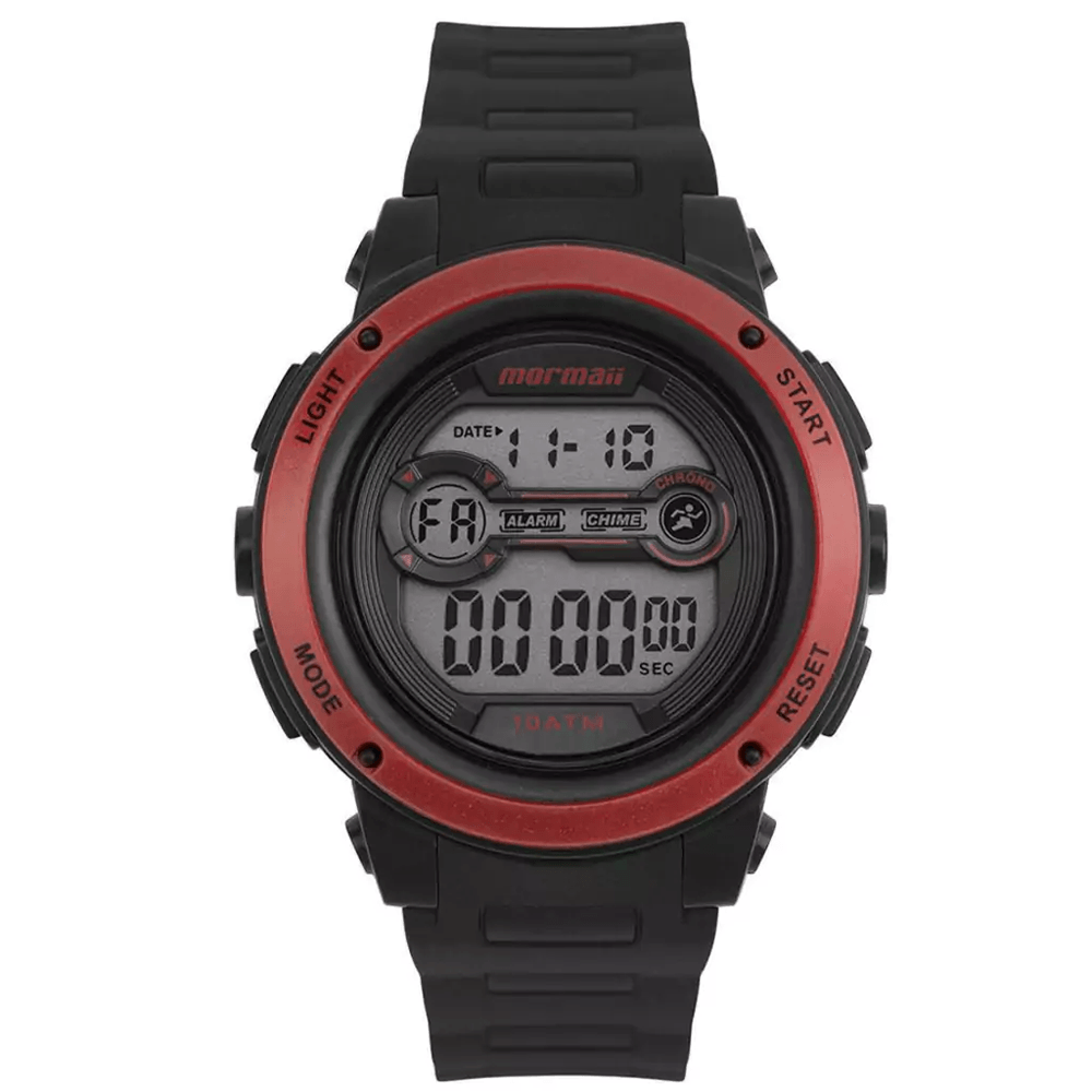 Relógio MORMAII masculino digital preto vermelho MO0450C/8R