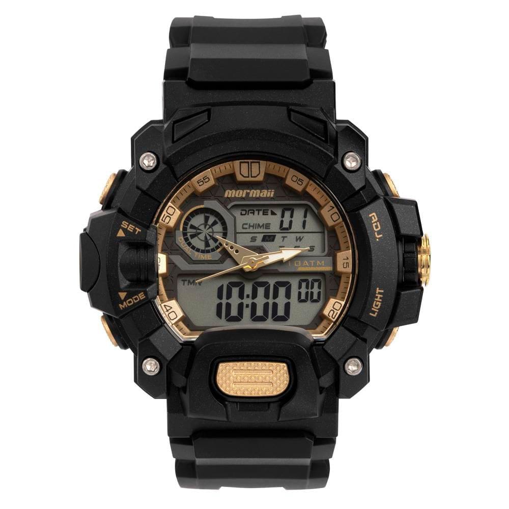 Relógio MORMAII masculino anadigi preto dourado MOAD1132AC/8D