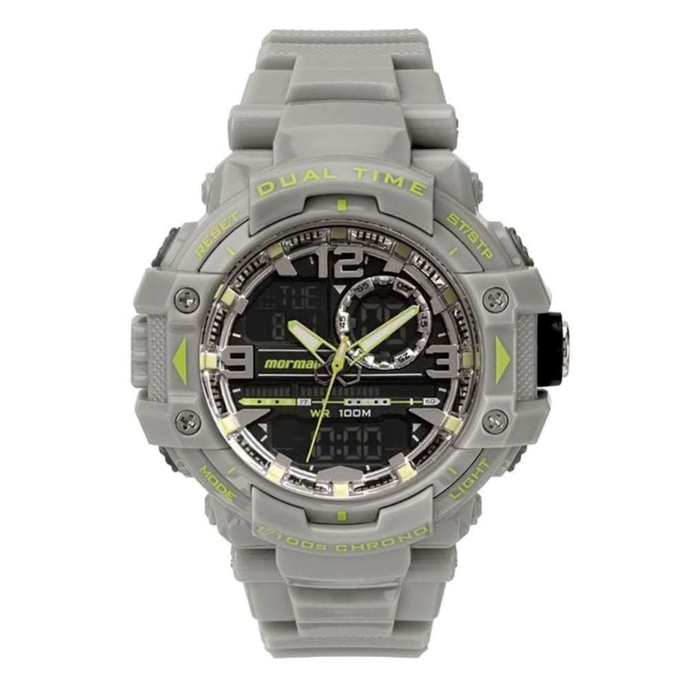 Relógio MORMAII masculino anadigi cinza verde MO0949A/8H