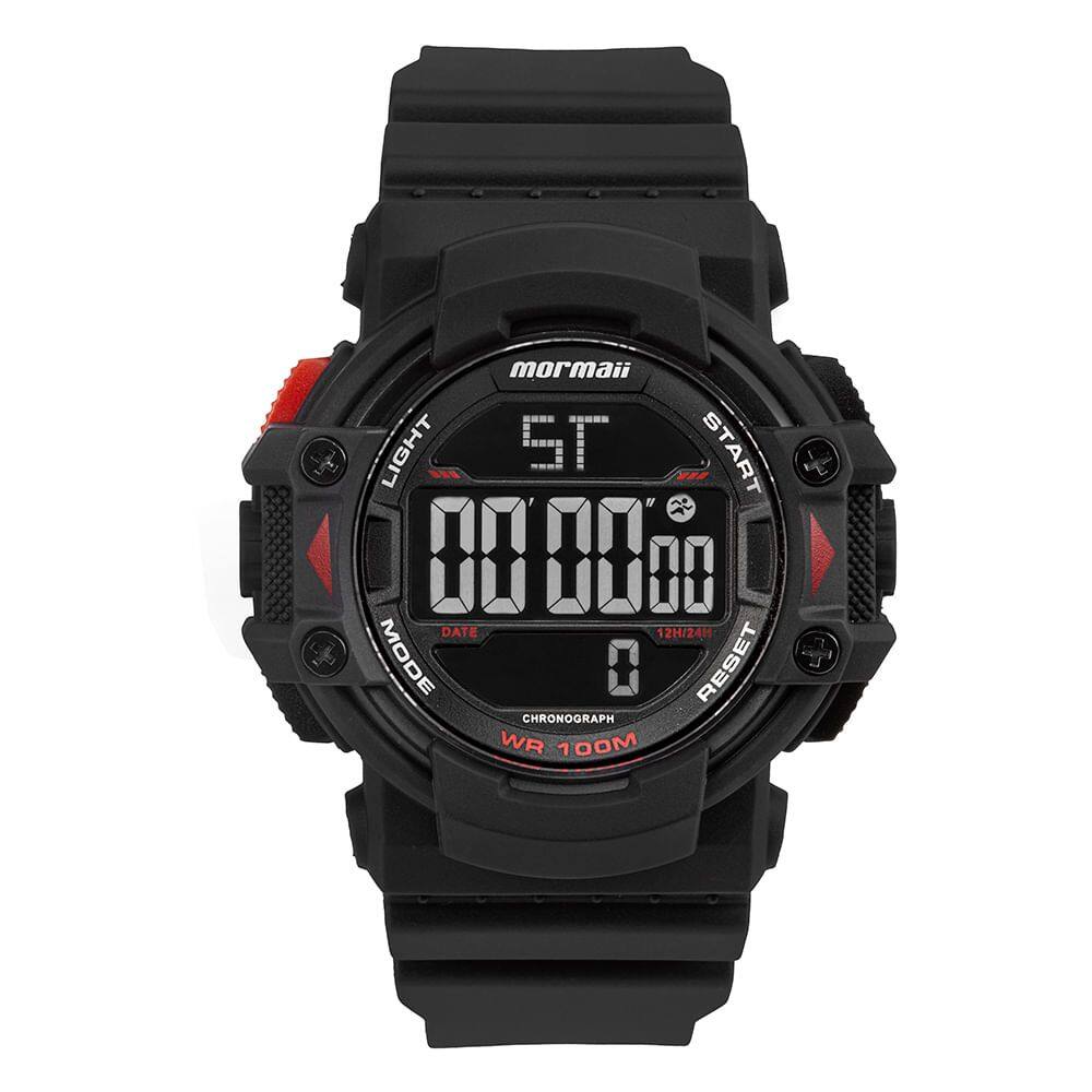 Relógio MORMAII masculino digital preto vermelho MO230200/8P