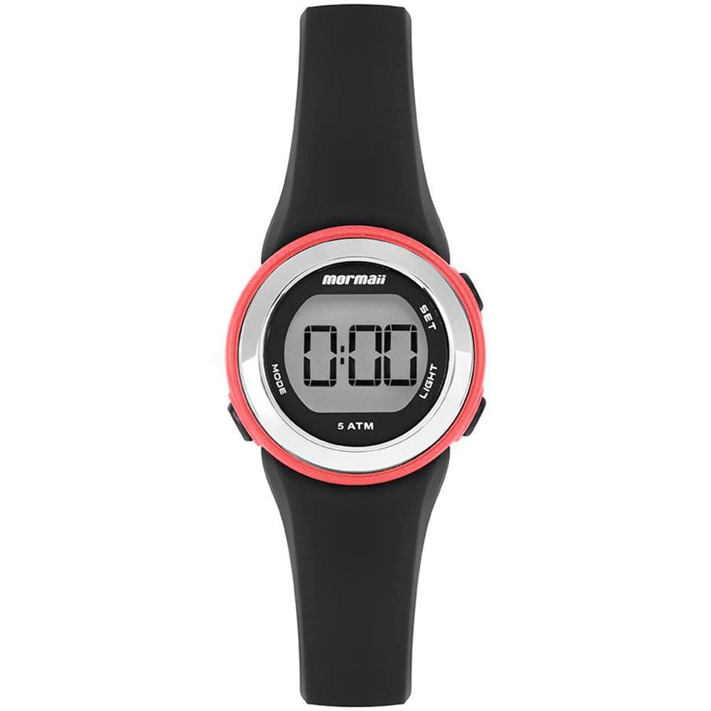 Relógio MORMAII feminino digital rosa preto MO0964/8T