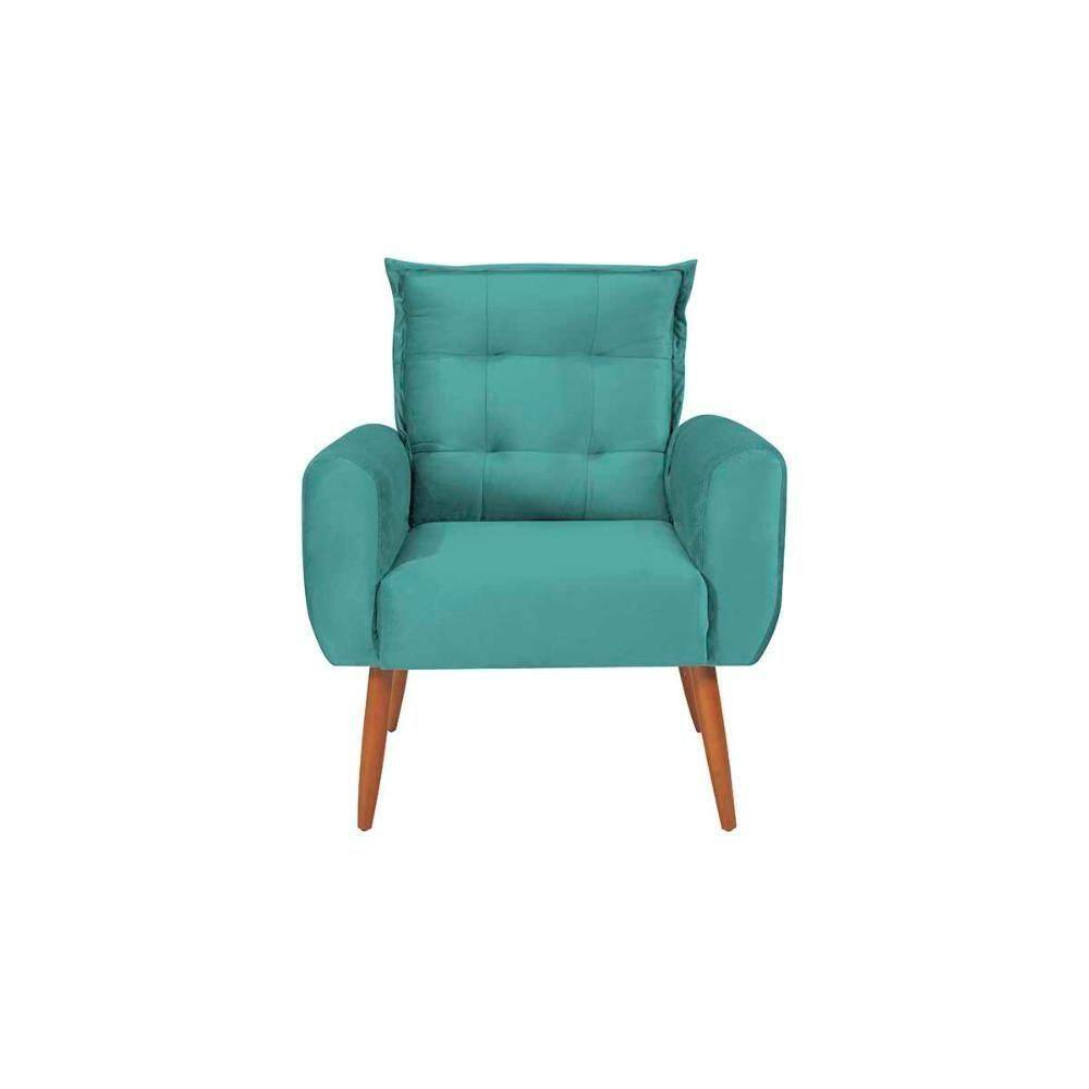 Poltrona Decorativa Descanço Pés Palito Dakota Matrix Veludo Verde Menta