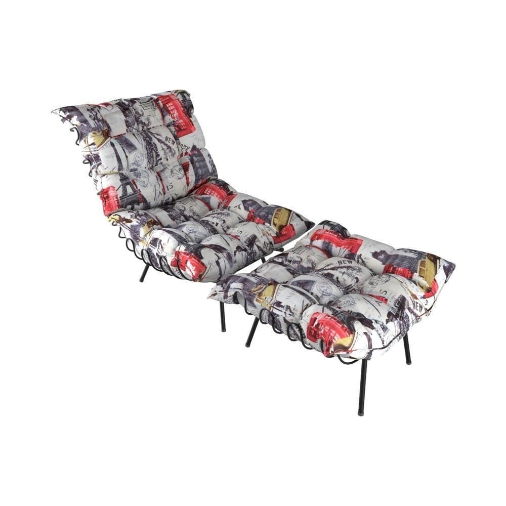 Poltrona Costela Com Puff Amalia Velluto Matrix Paris 3d