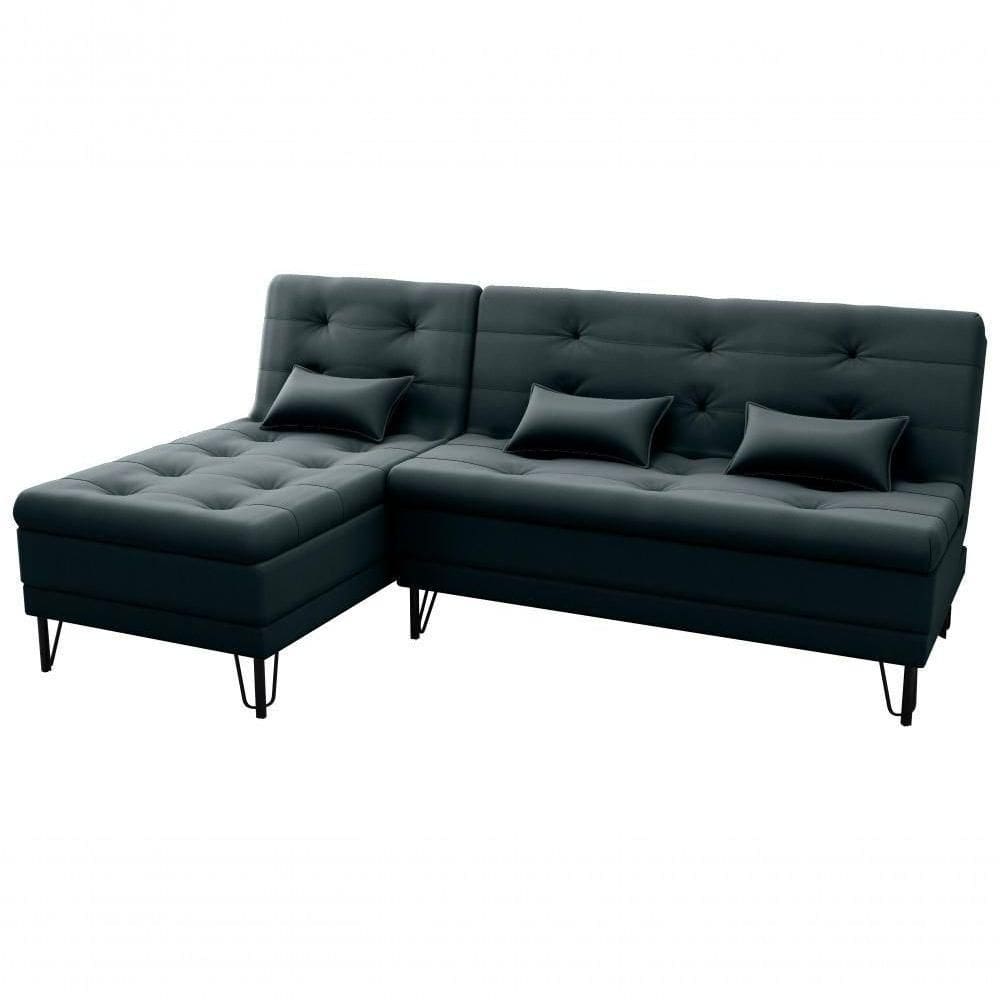 Sofá Cama 3 Lugares Com Chass Casal Luxo Premium Nice Matrix Veludo Preto