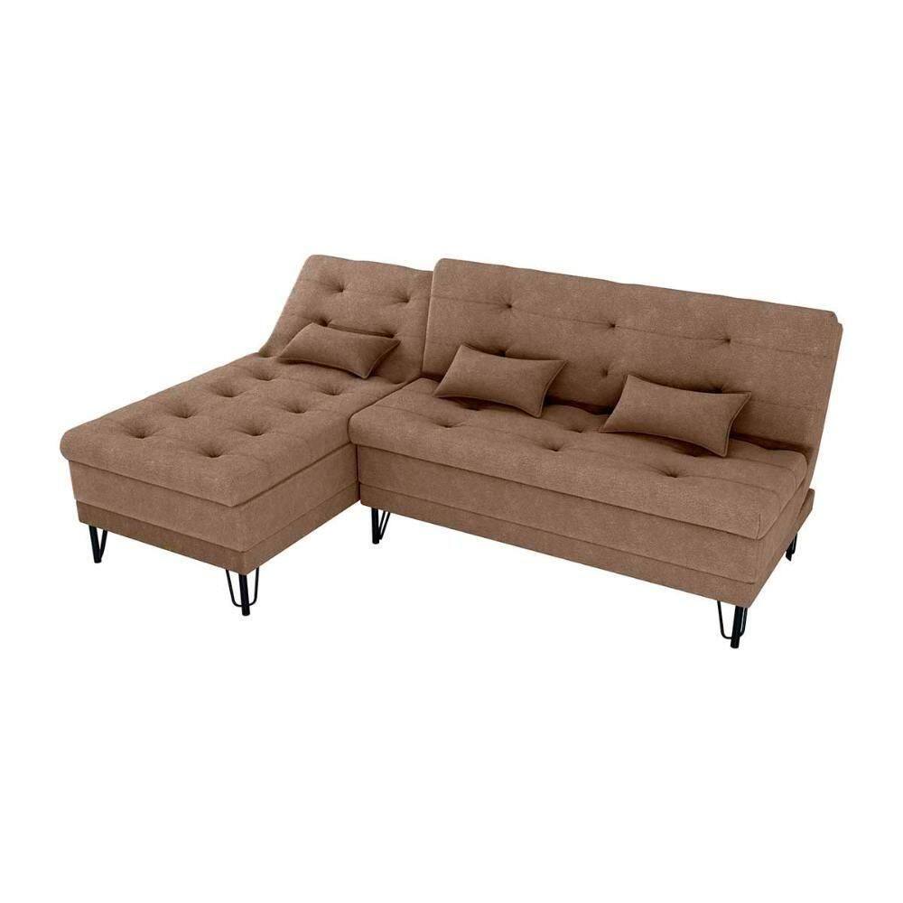 Sofá Cama 3 Lugares Com Chass Casal Luxo Premium Nice Matrix Boucle Marrom
