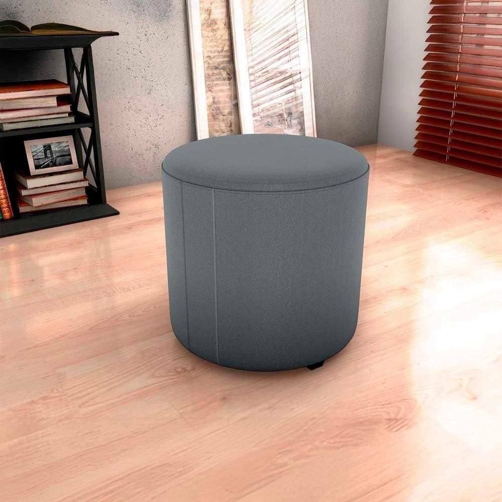 Puff Banqueta Redondo Luxo Copenhage Matrix Veludo Cinza