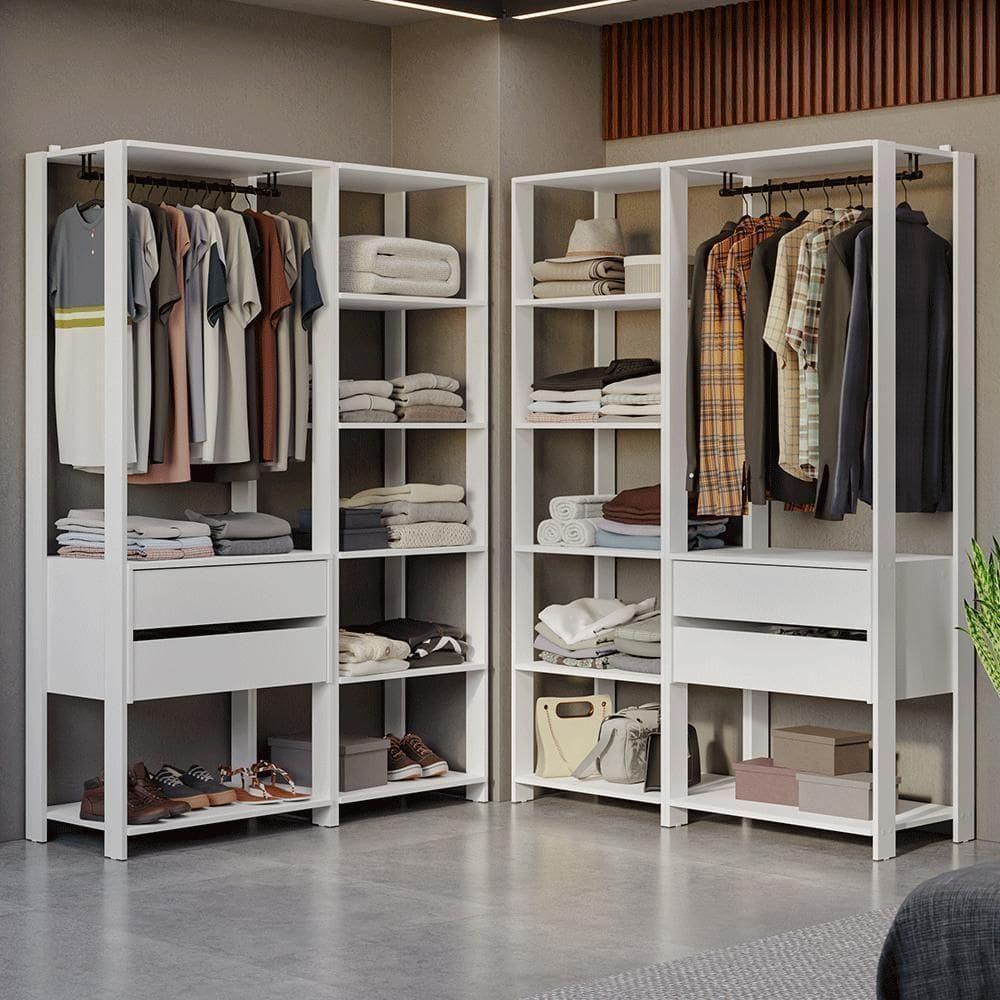 Guarda-roupa Closet Modulado 4 Gavetas 258 Cm Valencia Madesa 04 Branco
