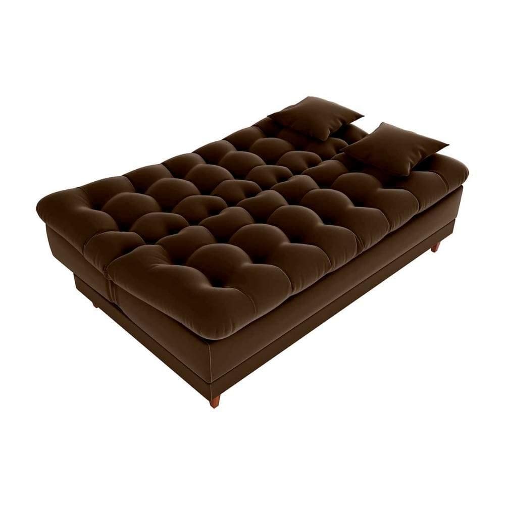 Sofá Cama 3 Lugares Casal Confortável 1,85 Larg Duda Matrix Veludo Marrom