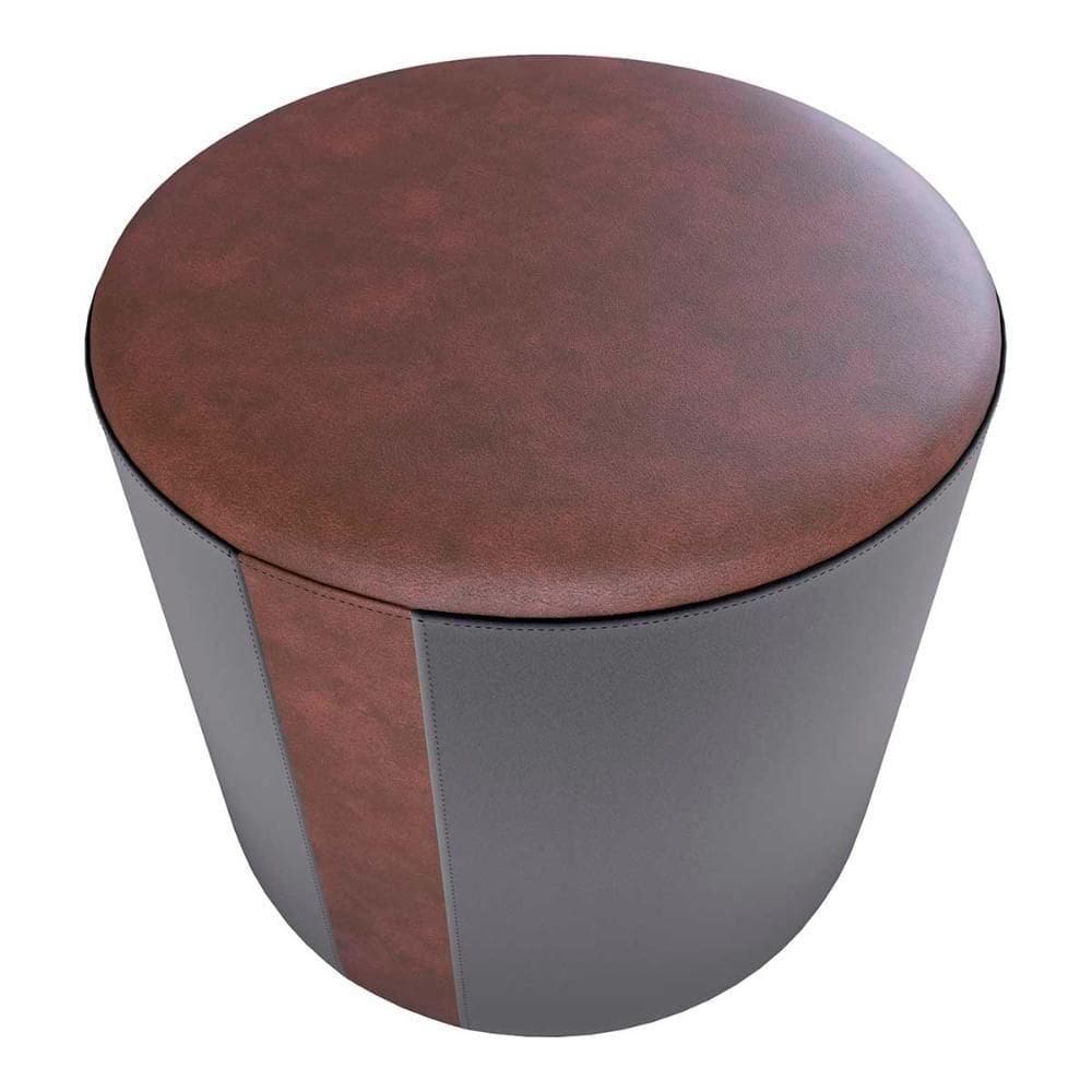 Puff Banqueta Redondo Luxo Copenhage Matrix Sintetico Marrom Veludo Cinza
