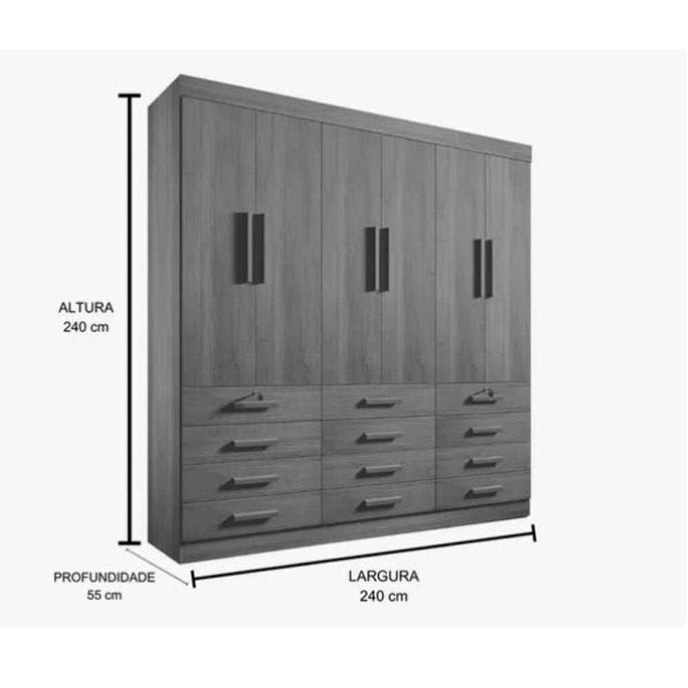 Guarda Roupa Mônaco 6 Pts com Espelho Castanho/Linho - DDoro