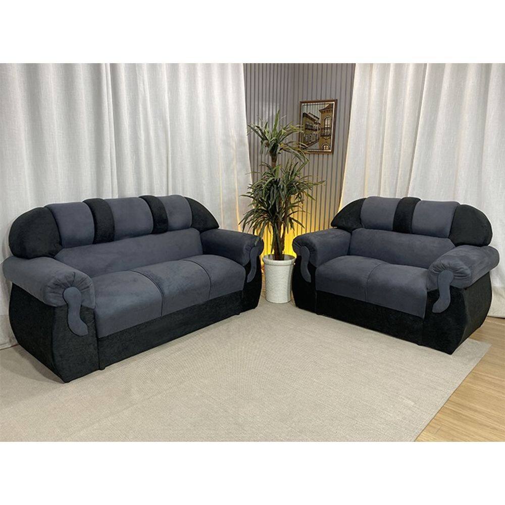 Sofá 2 e 3 Lugares Cinza com Preto 606/601 Corsa