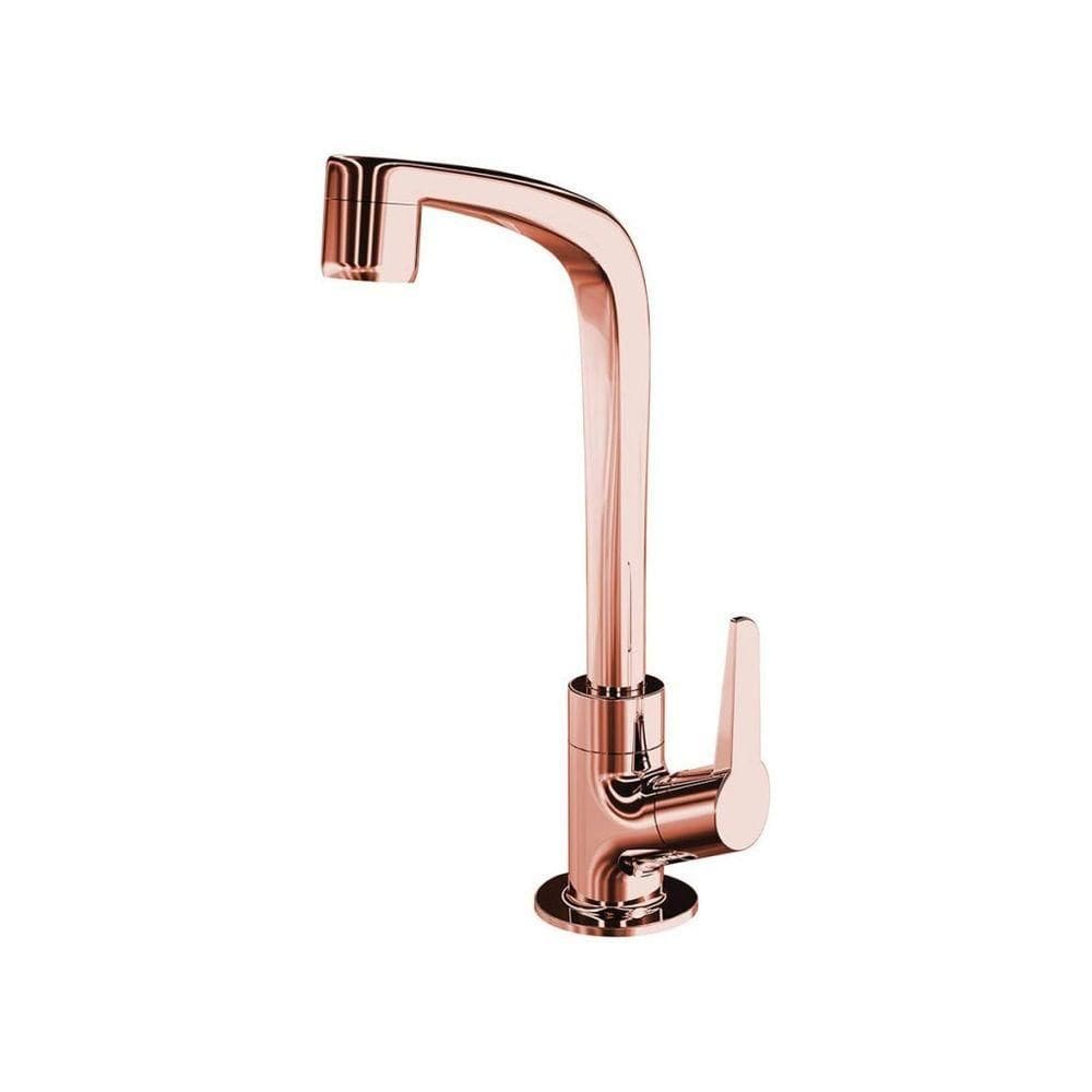 Torneira Lavatório Mesa Bica Alta Rose Gold Flatt 1195 F71 Lorenzetti