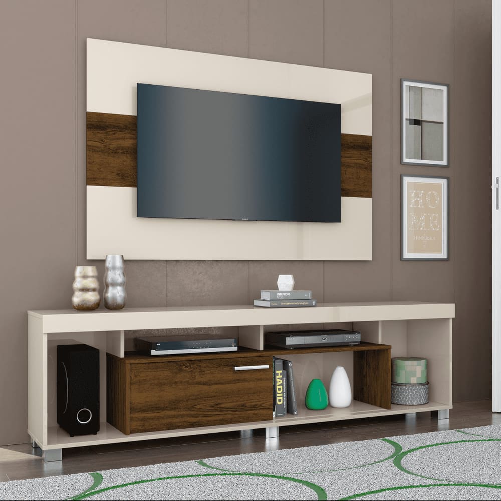 Combo Tomaz Rack e Painel Para TV 65” Off White Savana