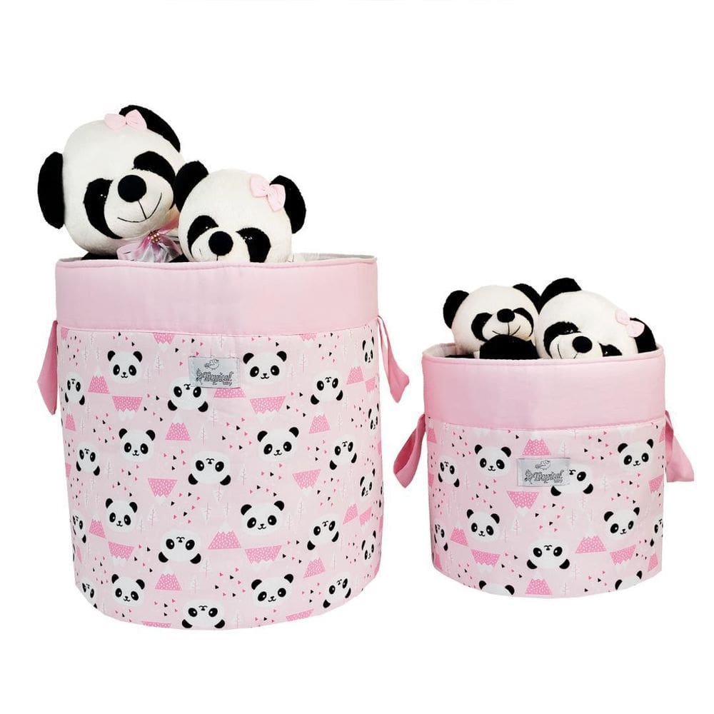 Cesto Organizador Bebê Algodão 31x33cm e 21x25cm - Panda